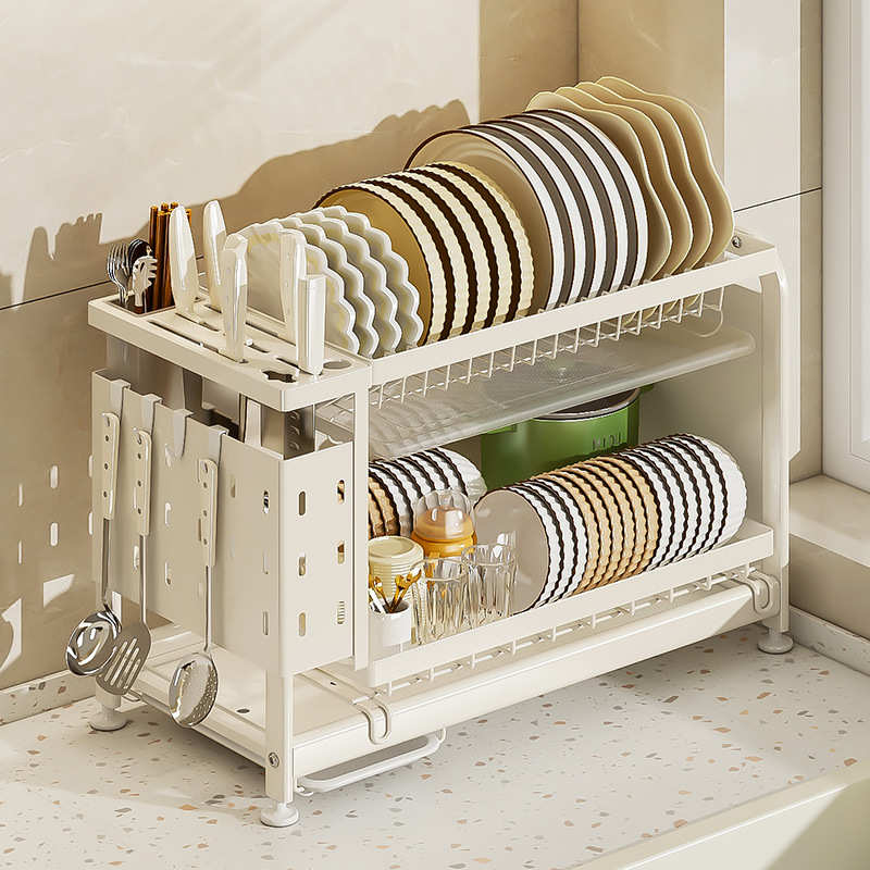 单层双层水碗架厨房碗碟收纳架沥台面功能置物刀架筷子碗盘收纳架
