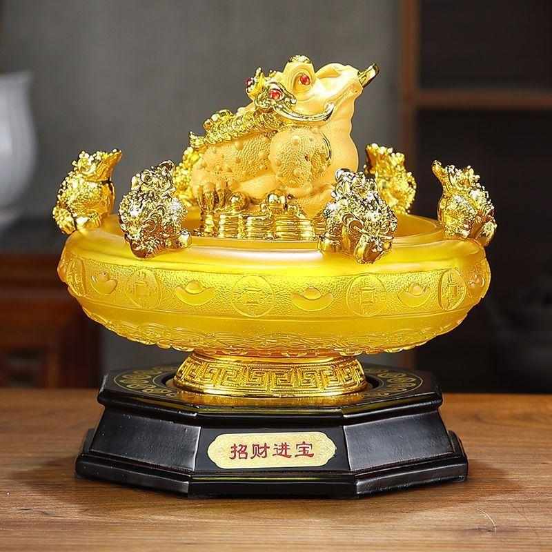 收银台树脂摆件礼品蟾用家居工艺品批发摆件金蝉金聚宝盆店铺开业