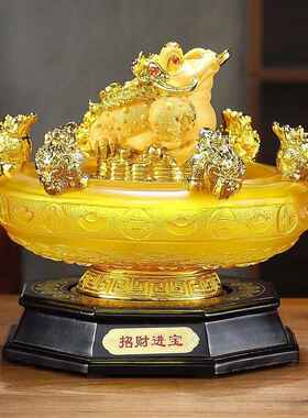 收银台树脂摆件礼品蟾用家居工艺品批发摆件金蝉金聚宝盆店铺开业
