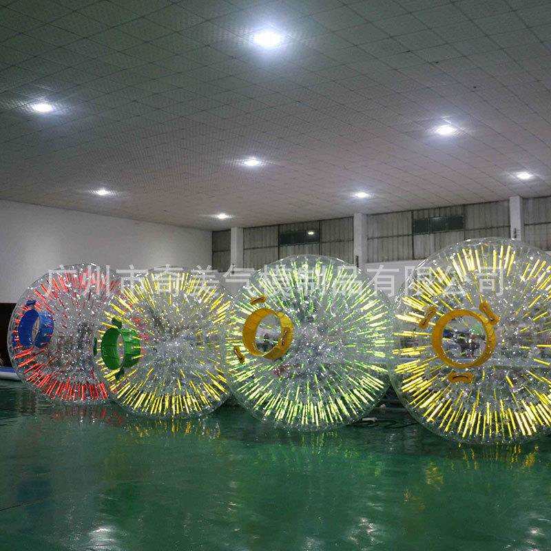 厂家直销PVC发光草地悠波球 荧光水上滚筒充气碰碰球可选TPU材质