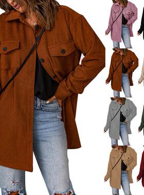 Corduroy jacket women's single lapel woolen coat