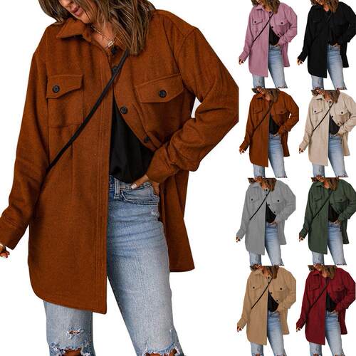 Corduroy jacket women's single lapel woolen coat