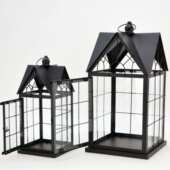 欧式 饰风灯铁艺玻璃 铁艺创意复古风灯客厅摆件手提蜡烛台圣诞节装