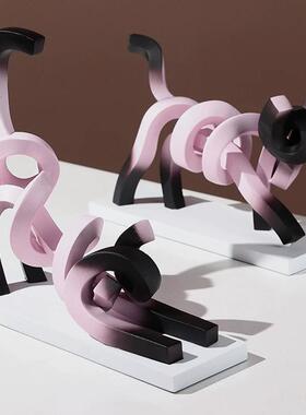 儿简约卡抽象猫咪摆件创意家居玄NJ120关通桌童房面装饰品摆设