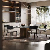 意式 客厅酒店公寓餐椅 极简餐椅家用简约现代软包靠背高级感时尚