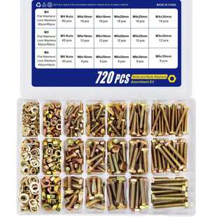 跨境盒装 1000 1600pcs彩锌外六角螺栓六角头螺栓套装 组合 720pcs