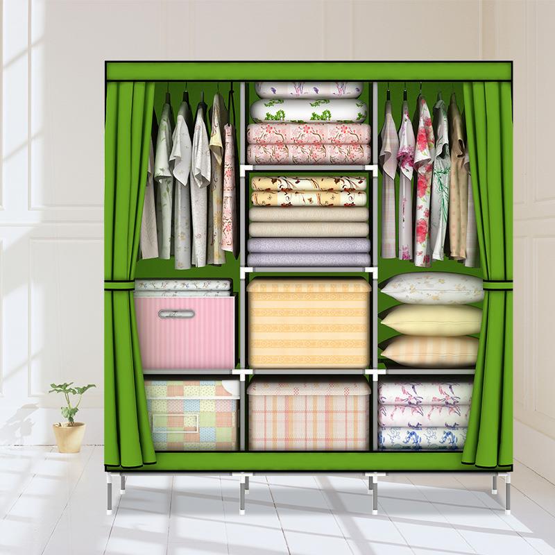 T-170B壹加壹简易柜衣大号固加钢管布衣柜大容量衣柜简易布衣柜组