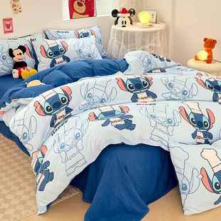 A人类新款 卡通四卡通四件件套全棉床单被罩儿童品三件套单双被 款