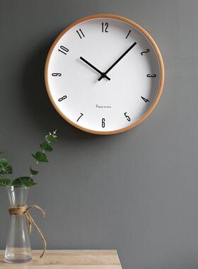 日式简约挂钟北欧时尚客厅实木石英钟表餐厅卧室现代静音MJK时钟
