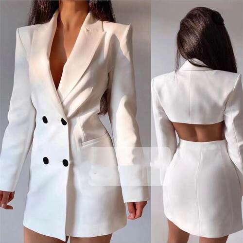 Backless double suit skirt source goods suit