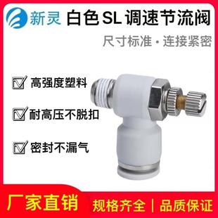02调节阀可调气缸调速调节阀开关 气动气管快速快插接头节流阀SL8