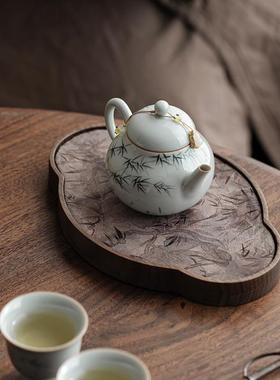 中新ZH-01631款胡桃木干泡茶盘实木茶托古盘复小茶型台式带防水茶