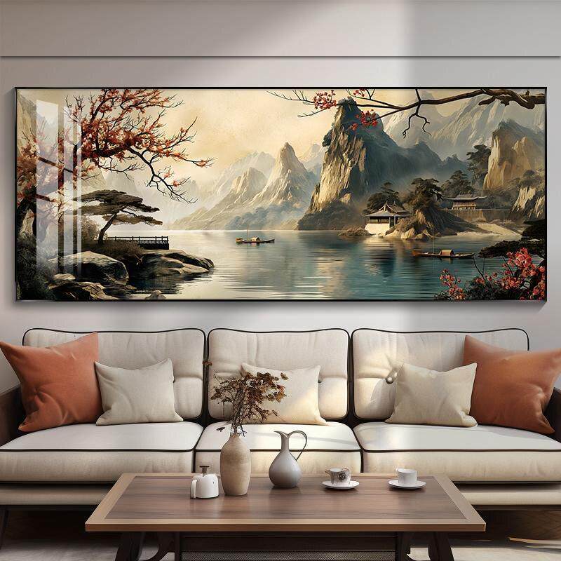 新中式客厅装饰画水墨画沙发背景墙壁画办公室山水画现代简约挂画