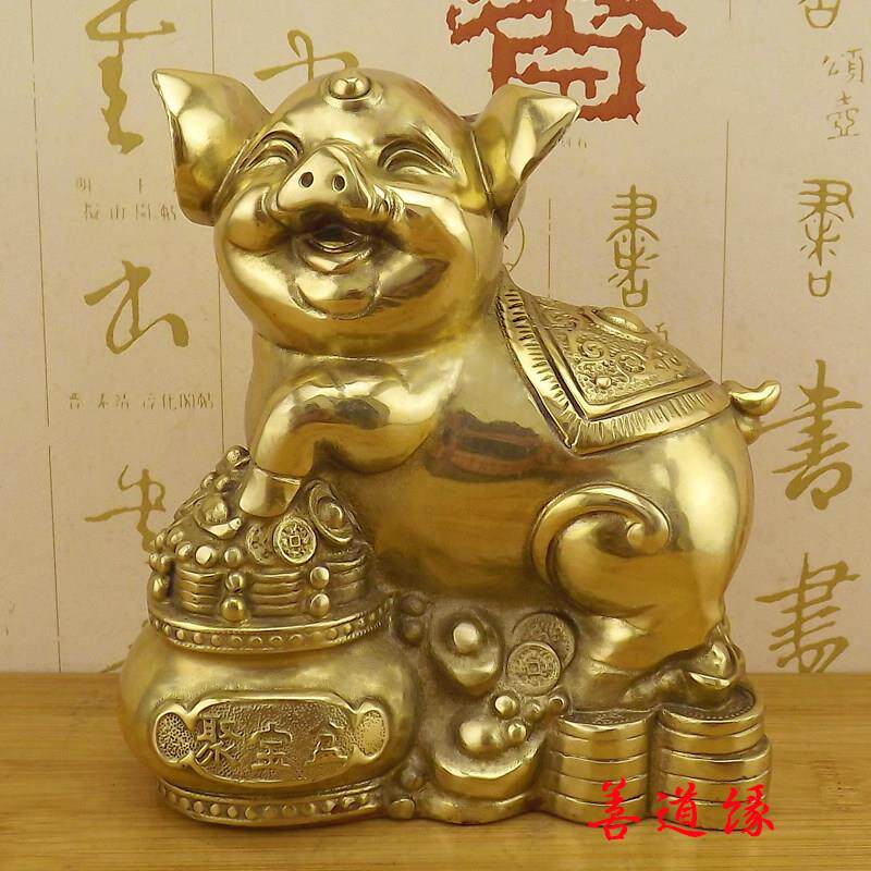 铜猪摆件黄铜金猪财铜猪福猪十二生肖猪可爱猪工艺品摆饰客厅饰品