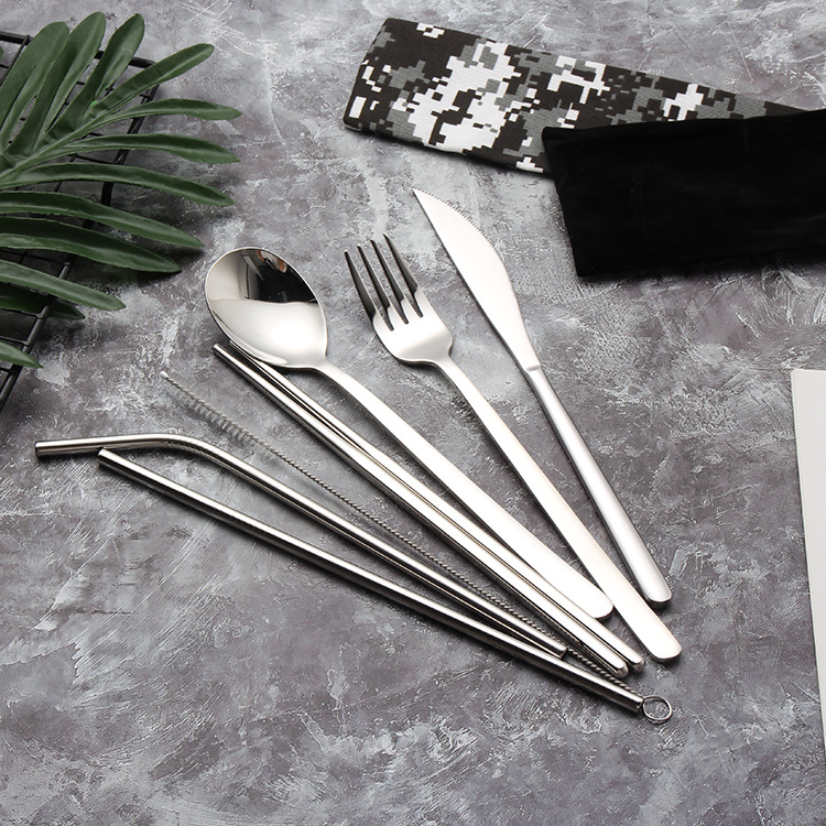 件礼品叉子品学套装不锈钢户外餐具筷子学生勺子便携不锈套7韩式