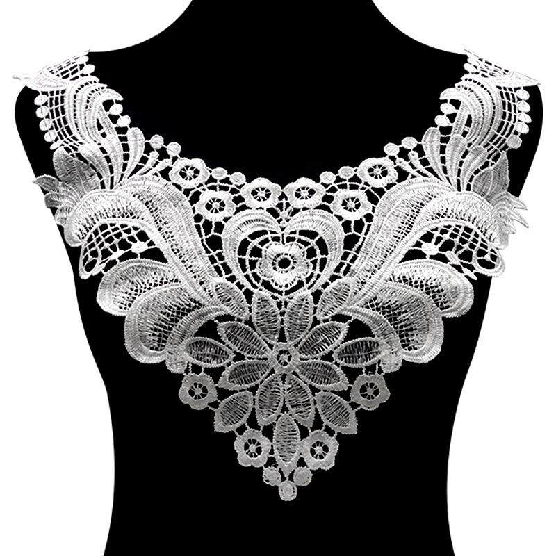 水溶蕾丝衣领涤纶花边胸花片镂空假领子DIY服装辅料领位花边
