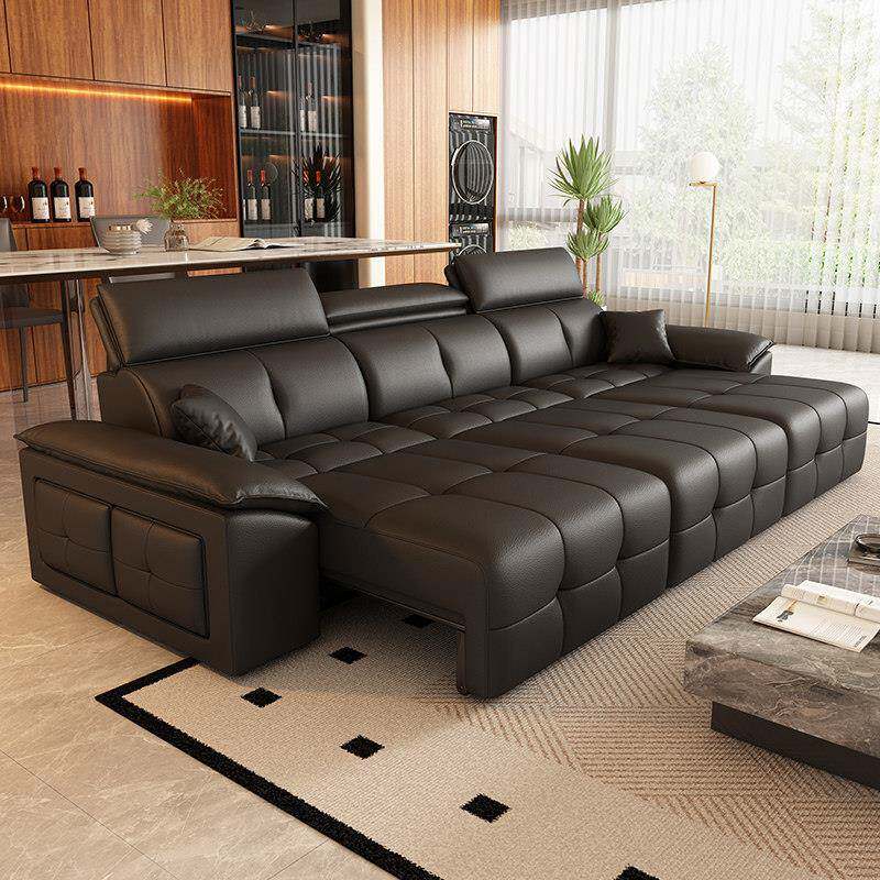 劳伦斯电动真皮沙发客厅意式极简可伸缩多功能沙发床两用零靠墙