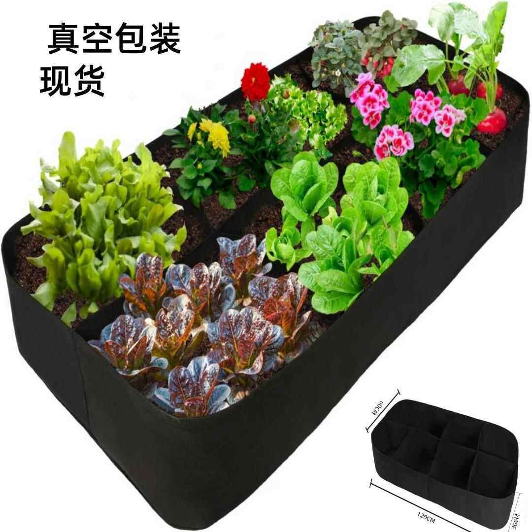 厂家供应毛毡种植袋无纺布美植袋毛毡多格长方形种植袋4口6口8口