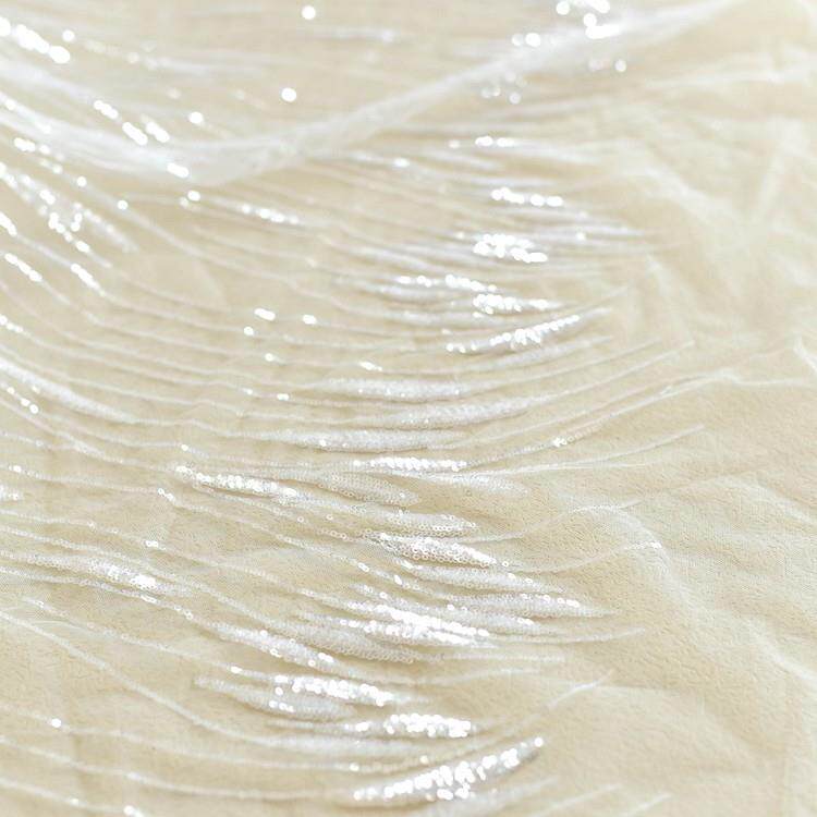 乱纹满幅亮片刺绣蕾丝面料婚纱礼服裙摆手工diy装饰辅料材料布料