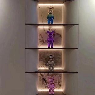 不锈钢层板实心钢板柜嵌入式LED灯哑黑定制金属置物架不锈钢层板