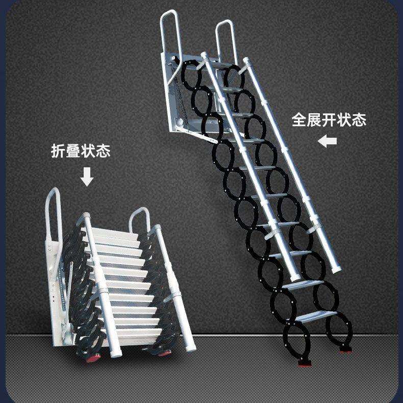 电动全自动阁楼伸缩楼梯复式双遥控家用静音加厚拉伸折叠升降梯