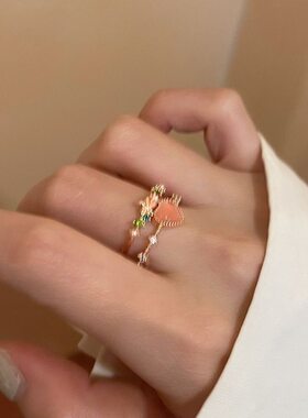 ins爱心开口戒指小众设计指环