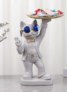 024-06-2跨境新款酷猫居室客厅摆件办公脂玄关桌面装饰品树家工艺