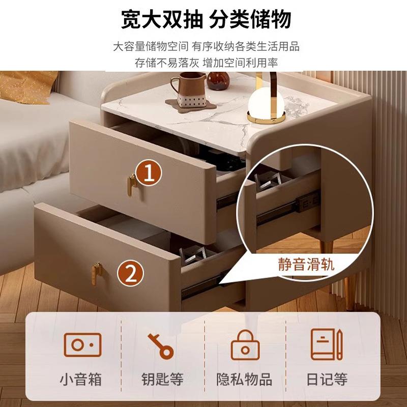 床头柜家用简约意式三抽多功能小型收纳储物柜置物架卧室床边柜