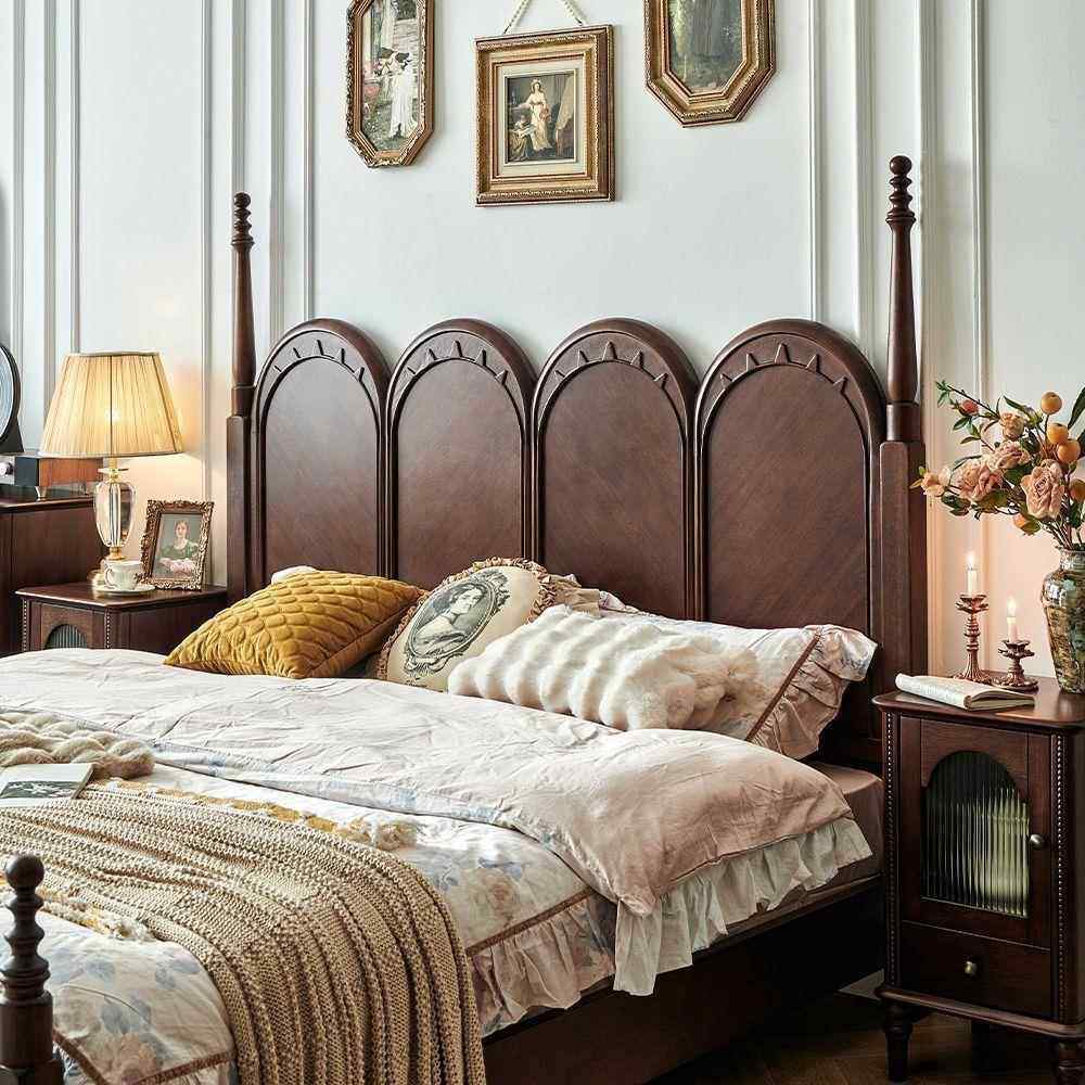 约美橡木复古人床ZNV实木床法式婚床现代简式主卧双古风轻奢简欧