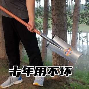 挖树锹加厚特厚锰钢加重刃口锋利铲树根窄长深沟铁锨挖树萍润