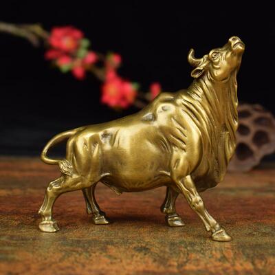 新款铜实天心尔股市招肖财摆件牛气冲生礼品华街牛办公室桌面欣赏