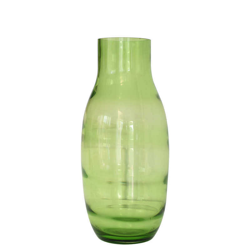 花水培制艺术工厂富贵吹外贸工艺品人工玻璃器竹大口花瓶绿色