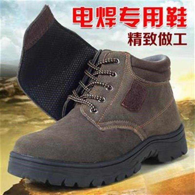 电焊工劳保鞋加厚加盖翻毛牛皮防砸防刺穿男鞋底电焊安全鞋防护鞋