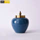 陶瓷玄关干花摆件客厅花瓶陶瓷新家居饰品插样板房酒店宝蓝色中式