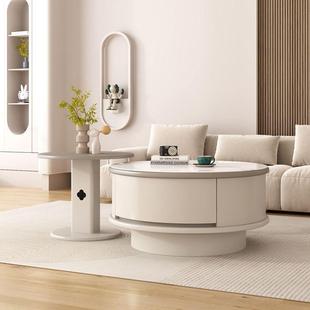 油奢风圆形茶约几岩板客厅可旋M074转家用新款 组合轻现代简奶网红