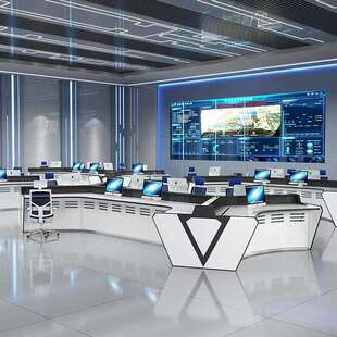 指挥中心控制台监控室科技感六人工作位操作台监控台中控室电脑桌