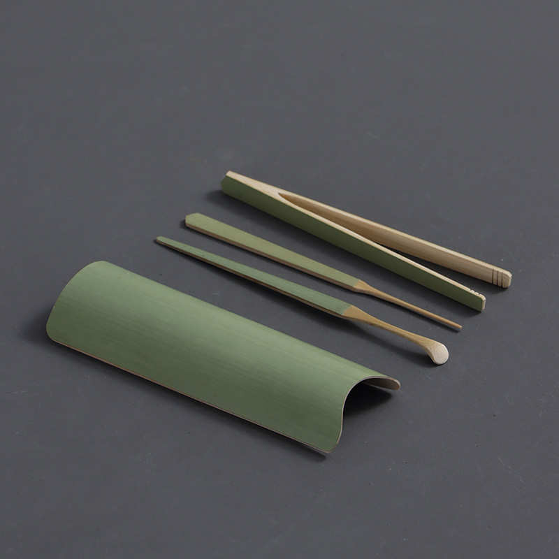 手工竹制保青茶则茶夹茶拨茶针四件套装 功夫茶具配件茶道六君子