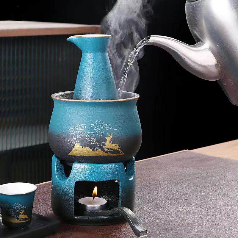中式温酒器仿古酒具酒杯酒壶套装烫酒壶陶瓷家用煮酒器清酒黄酒