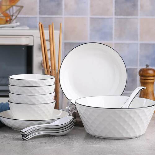 2-6人碗碟套装 家用 创意饭碗盘子组合ins学生宿舍碗盘筷餐具套组