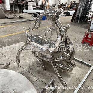 室内外不锈钢鹿雕塑艺术摆件园林景观镜面光亮好事成双十年如新