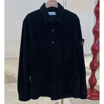 [未使用]stone island石头岛袖标灯芯绒黑色纽扣外套L码