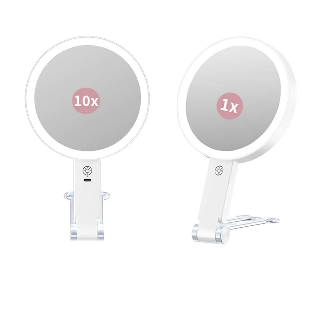 放大灯化妆镜双面镜台式led镜子折叠放大便携梳妆镜化妆镜双面带