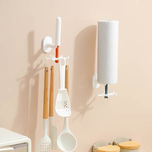 Nordic-style kitchen hooks, no-drilling required, rotating m