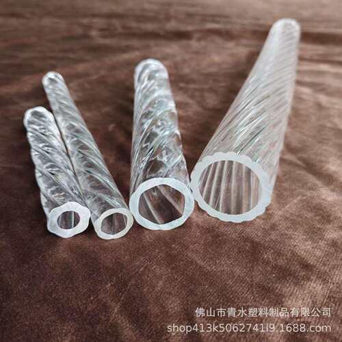 高透明有机玻璃亚克力PMMA空心螺纹扭纹梅花管灯饰管筒直径50*5mm