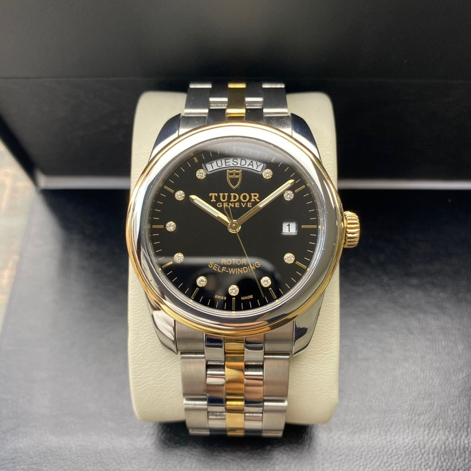 一口价98新公价34600帝舵39mm骏钰系列自动机械间金男表腕表56003