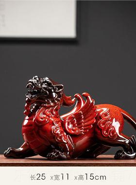 新款貔瓷貅摆件一对招公财聚财客厅店铺陶家居装饰品办室开业创意