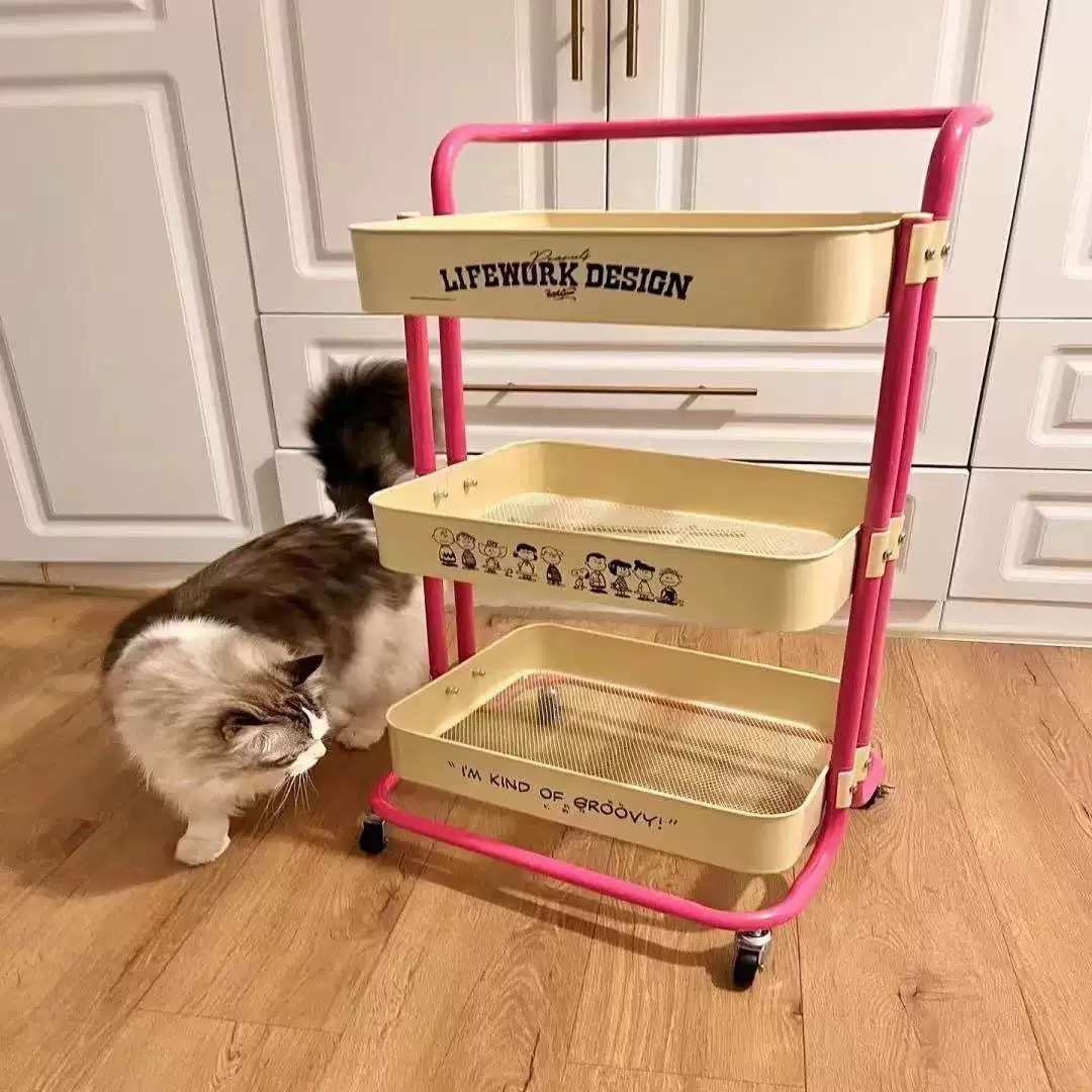 架多巴胺理发店架可移动工具车色卧室多层零食置物拼小推车