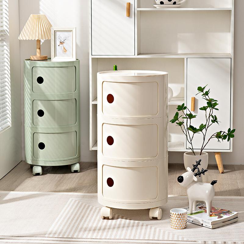 北欧ins网红床头柜现代简约白色圆形创意小柜子迷你简易塑料边柜
