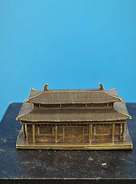黄铜微景观中式建筑模型摆件书房假山水陆缸鱼缸庭院盆景装饰造景