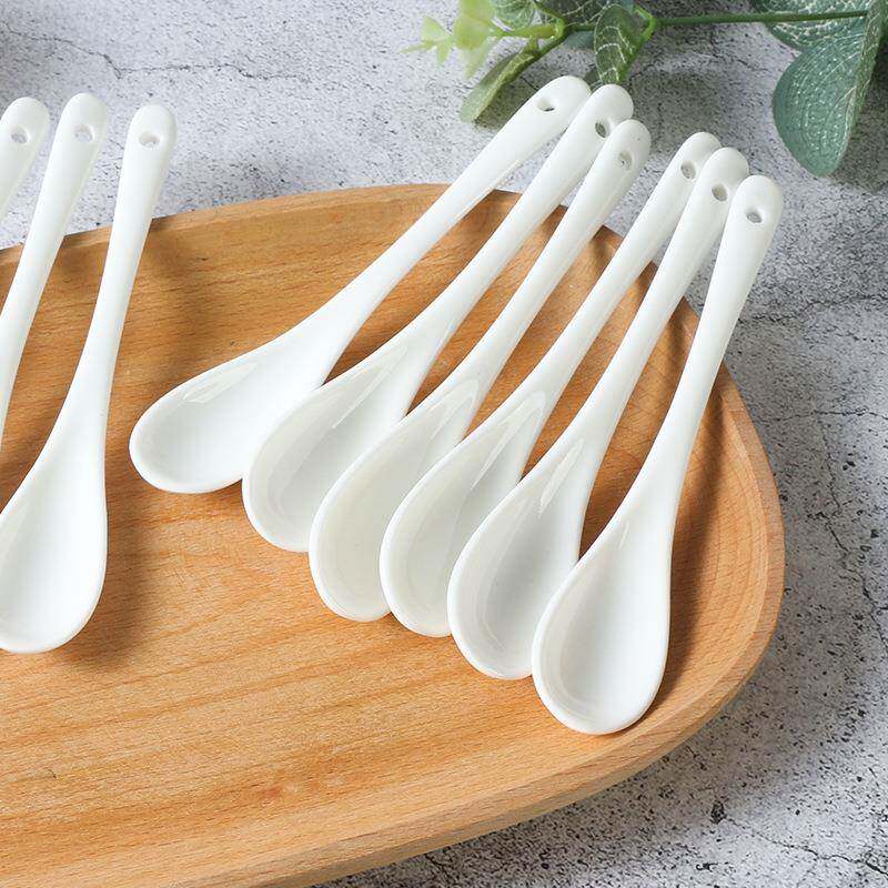 招财仿古小吃店兰州拉面商用青花长柄复古陶瓷家用面勺加长柄汤勺